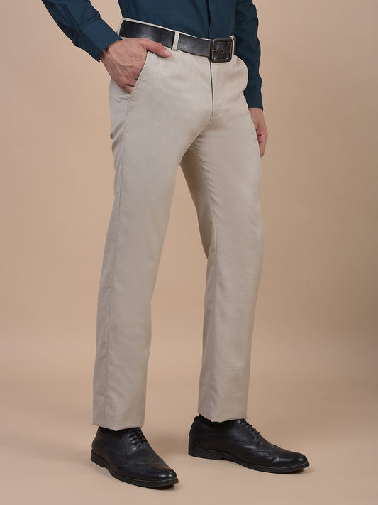 Formal Trouser for Men | Breathable & Soft with Color Fastness Regular Fit Poly Viscose Fabric Self Design Pattern Hook & Eye Closure
