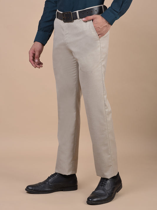 Formal Trouser for Men | Breathable & Soft with Color Fastness Regular Fit Poly Viscose Fabric Self Design Pattern Hook & Eye Closure