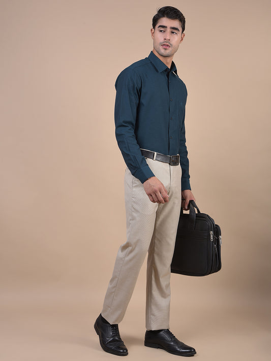 Formal Trouser for Men | Breathable & Soft with Color Fastness Regular Fit Poly Viscose Fabric Self Design Pattern Hook & Eye Closure