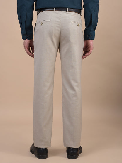 Formal Trouser for Men | Breathable & Soft with Color Fastness Regular Fit Poly Viscose Fabric Self Design Pattern Hook & Eye Closure