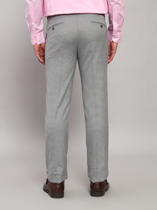 Formal Trouser for Men | Breathable & Soft with Color Fastness Regular Fit Poly Viscose Fabric Self Design Pattern Hook & Eye Closure