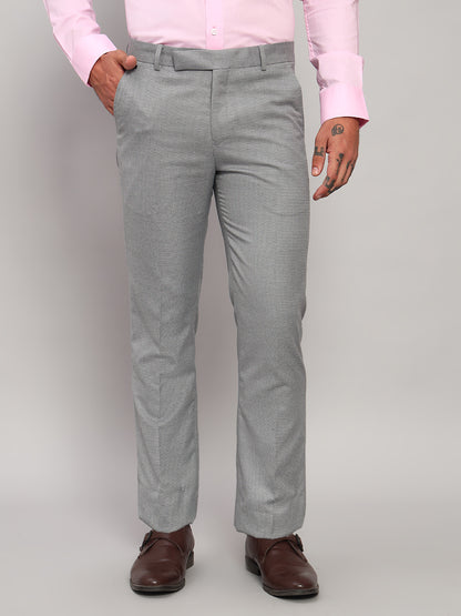 Formal Trouser for Men | Breathable & Soft with Color Fastness Regular Fit Poly Viscose Fabric Self Design Pattern Hook & Eye Closure
