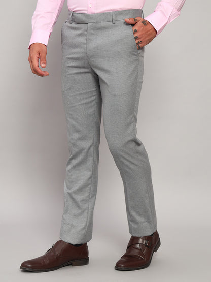 Formal Trouser for Men | Breathable & Soft with Color Fastness Regular Fit Poly Viscose Fabric Self Design Pattern Hook & Eye Closure