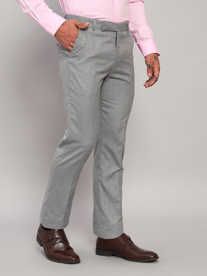 Formal Trouser for Men | Breathable & Soft with Color Fastness Regular Fit Poly Viscose Fabric Self Design Pattern Hook & Eye Closure