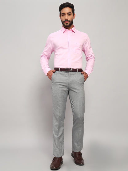 Formal Trouser for Men | Breathable & Soft with Color Fastness Regular Fit Poly Viscose Fabric Self Design Pattern Hook & Eye Closure