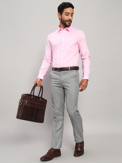 Formal Trouser for Men | Breathable & Soft with Color Fastness Regular Fit Poly Viscose Fabric Self Design Pattern Hook & Eye Closure