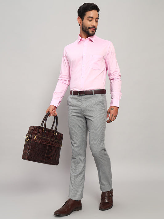 Formal Trouser for Men | Breathable & Soft with Color Fastness Regular Fit Poly Viscose Fabric Self Design Pattern Hook & Eye Closure