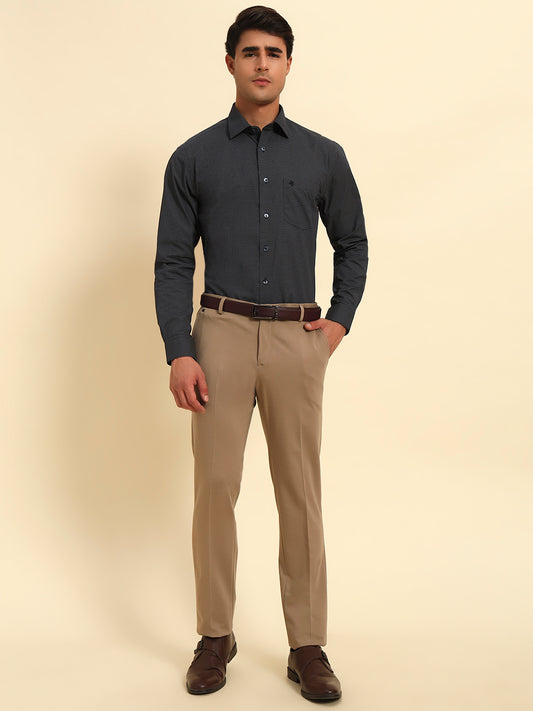 Formal Trouser for Men | Breathable & Soft with Color Fastness Regular Fit Rayon Fabric Solid Pattern Hook & Eye Closure