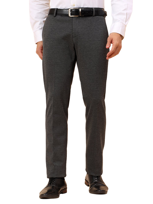 Formal Trousers for Men l Breathable & Soft with Color Fastness Regular Fit Spandex Fabric Self Design Pattern Button Closure