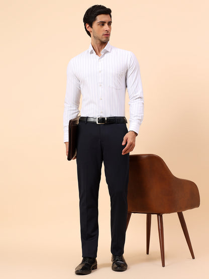Formal Trousers for Men l Breathable & Soft with Color Fastness Regular Fit Spandex Fabric Solid Pattern Button Closure