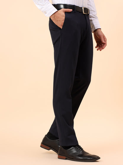 Formal Trousers for Men l Breathable & Soft with Color Fastness Regular Fit Spandex Fabric Solid Pattern Button Closure