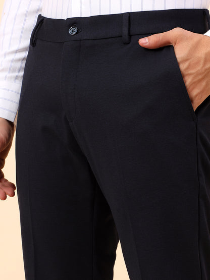 Formal Trousers for Men l Breathable & Soft with Color Fastness Regular Fit Spandex Fabric Solid Pattern Button Closure
