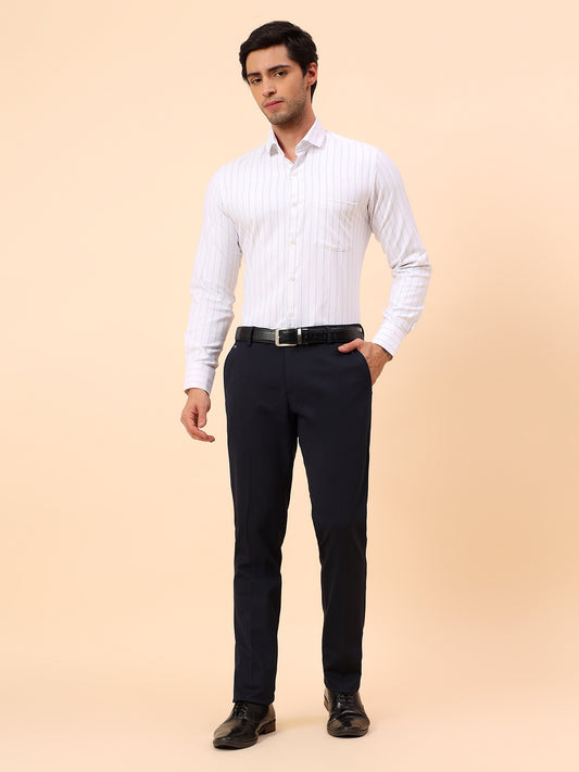 Formal Trousers for Men l Breathable & Soft with Color Fastness Regular Fit Spandex Fabric Solid Pattern Button Closure