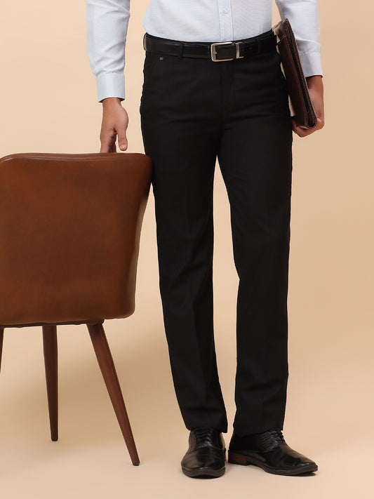 Formal Trousers for Men l Breathable & Soft with Color Fastness Regular Fit Terry Rayon Fabric Solid Pattern Hook & Eye Closure