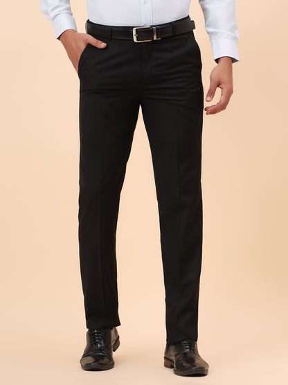 Formal Trousers for Men l Breathable & Soft with Color Fastness Regular Fit Terry Rayon Fabric Solid Pattern Hook & Eye Closure