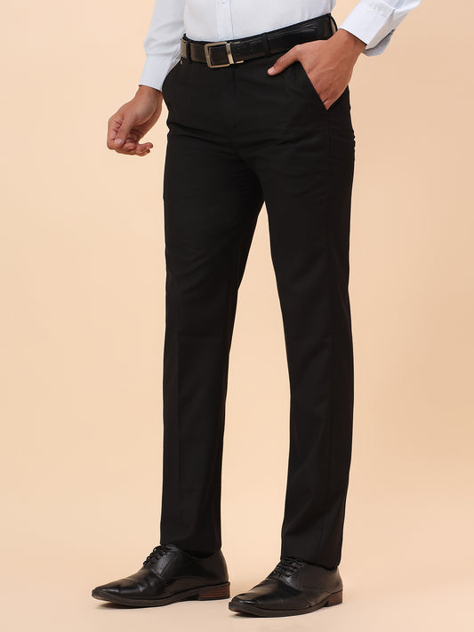 Formal Trousers for Men l Breathable & Soft with Color Fastness Regular Fit Terry Rayon Fabric Solid Pattern Hook & Eye Closure