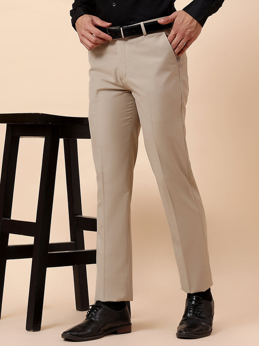 Formal Trouser for Men | Breathable & Soft with Color Fastness Regular Fit Terry Rayon Fabric Solid Pattern Hook & Bar Closure