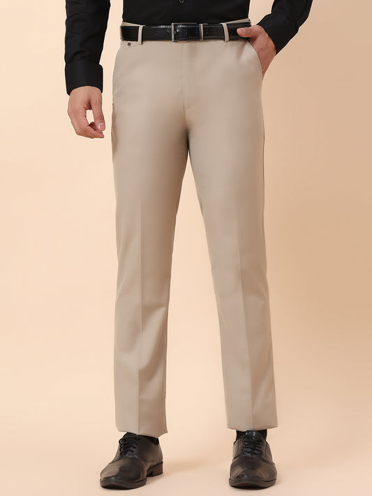 Formal Trouser for Men | Breathable & Soft with Color Fastness Regular Fit Terry Rayon Fabric Solid Pattern Hook & Bar Closure