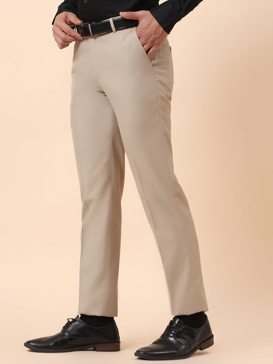 Formal Trouser for Men | Breathable & Soft with Color Fastness Regular Fit Terry Rayon Fabric Solid Pattern Hook & Bar Closure