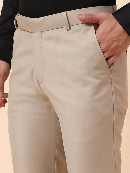 Formal Trouser for Men | Breathable & Soft with Color Fastness Regular Fit Terry Rayon Fabric Solid Pattern Hook & Bar Closure