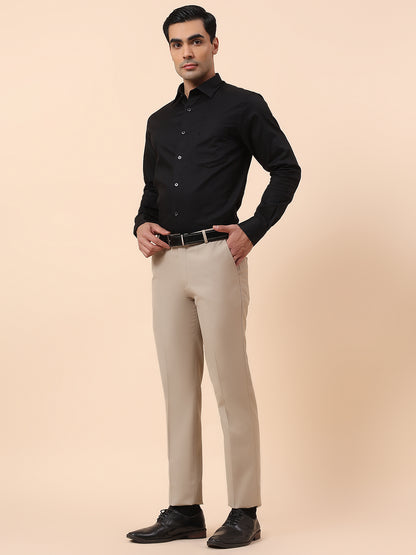 Formal Trouser for Men | Breathable & Soft with Color Fastness Regular Fit Terry Rayon Fabric Solid Pattern Hook & Bar Closure