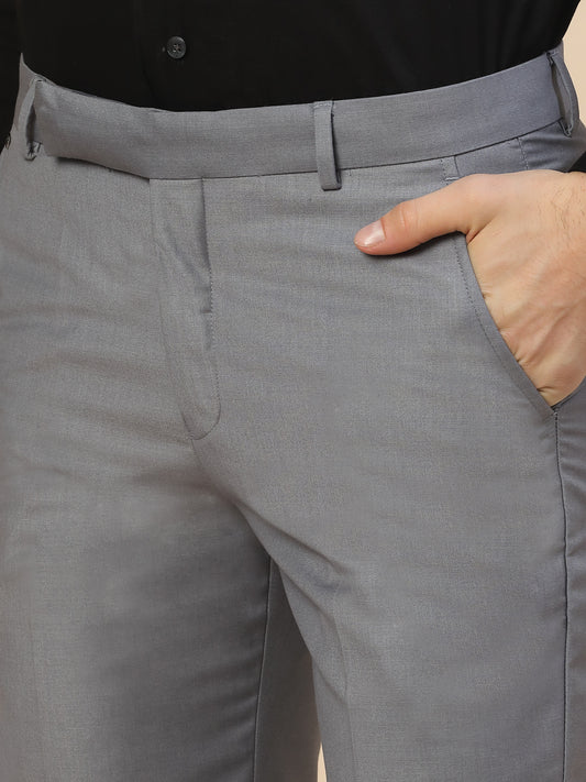 Formal Trouser for Men | Breathable & Soft with Color Fastness Regular Fit Terry Rayon Fabric Solid Pattern Hook & Bar Closure