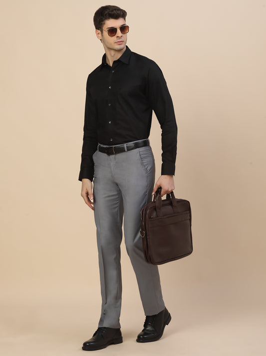 Formal Trouser for Men | Breathable & Soft with Color Fastness Regular Fit Terry Rayon Fabric Solid Pattern Hook & Bar Closure