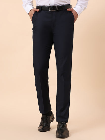Formal Trouser for Men | Breathable & Soft with Color Fastness Regular Fit Terry Rayon Fabric Solid Pattern Hook & Bar Closure