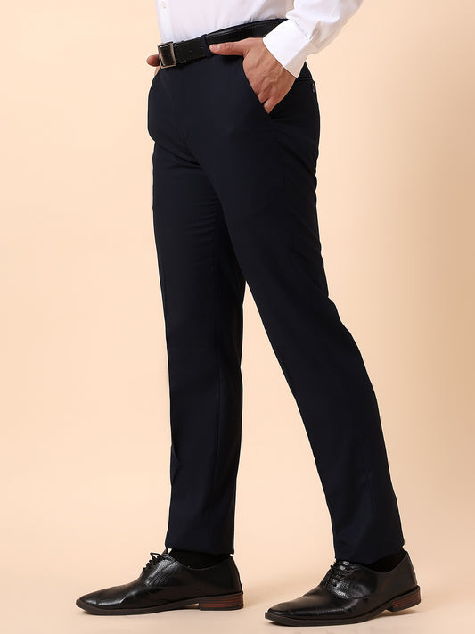 Formal Trouser for Men | Breathable & Soft with Color Fastness Regular Fit Terry Rayon Fabric Solid Pattern Hook & Bar Closure