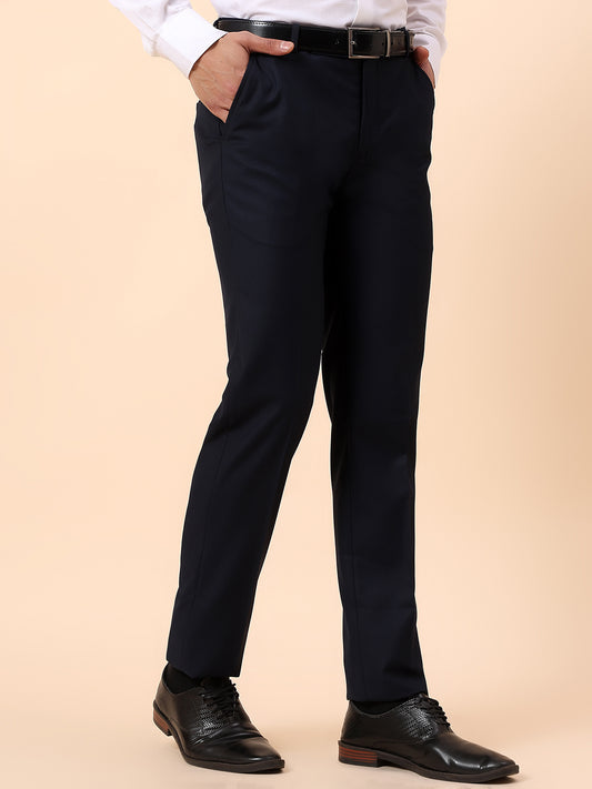 Formal Trouser for Men | Breathable & Soft with Color Fastness Regular Fit Terry Rayon Fabric Solid Pattern Hook & Bar Closure