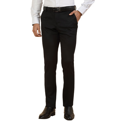 Formal Trouser for Men | Breathable & Soft with Color Fastness Regular Fit Polycotton Fabric Self Design Pattern Button Closure