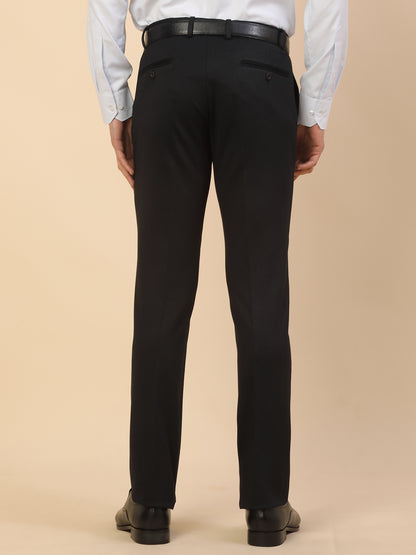 Formal Trouser for Men | Breathable & Soft with Color Fastness Regular Fit Polycotton Fabric Self Design Pattern Button Closure