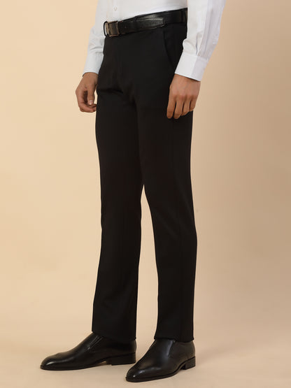 Formal Trouser for Men | Breathable & Soft with Color Fastness Regular Fit Polycotton Fabric Self Design Pattern Button Closure