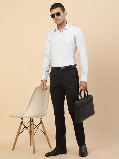 Formal Trouser for Men | Breathable & Soft with Color Fastness Regular Fit Polycotton Fabric Self Design Pattern Button Closure