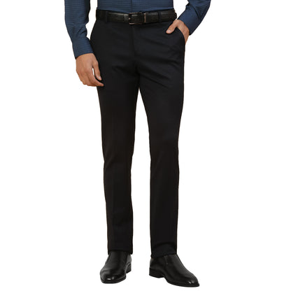 Formal Trouser for Men | Breathable & Soft with Color Fastness Regular Fit Polycotton Fabric Self Design Pattern Button Closure
