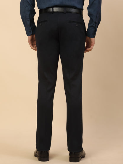 Formal Trouser for Men | Breathable & Soft with Color Fastness Regular Fit Polycotton Fabric Self Design Pattern Button Closure