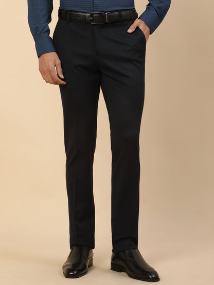 Formal Trouser for Men | Breathable & Soft with Color Fastness Regular Fit Polycotton Fabric Self Design Pattern Button Closure