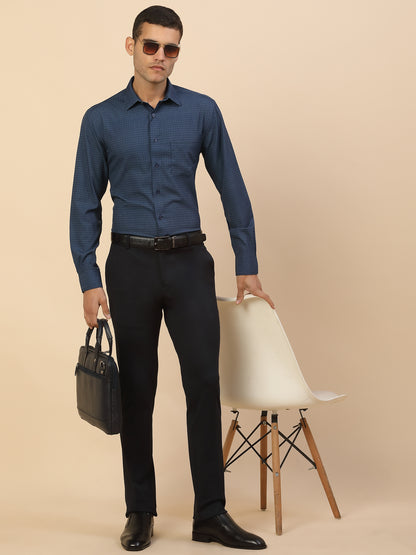 Formal Trouser for Men | Breathable & Soft with Color Fastness Regular Fit Polycotton Fabric Self Design Pattern Button Closure
