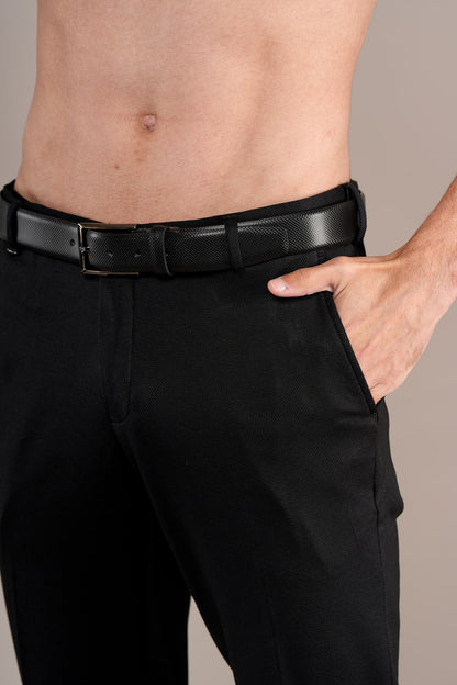 Formal Trouser for Men | Breathable & Soft with Color Fastness Regular Fit Rayon Fabric Self Design Pattern Hook & Eye Closure