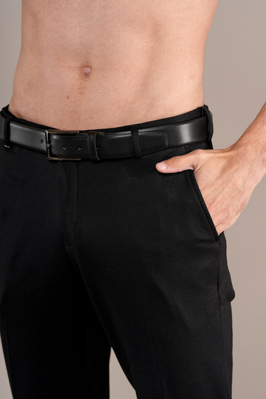 Formal Trouser for Men | Breathable & Soft with Color Fastness Regular Fit Rayon Fabric Self Design Pattern Hook & Eye Closure