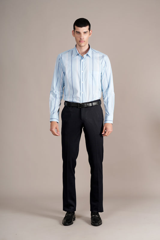 Formal Trouser for Men | Breathable & Soft with Color Fastness Regular Fit Rayon Fabric Self Design Pattern Hook & Eye Closure