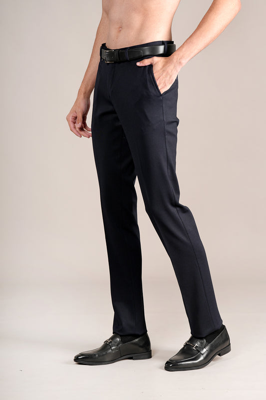 Formal Trouser for Men | Breathable & Soft with Color Fastness Regular Fit Rayon Fabric Self Design Pattern Hook & Eye Closure