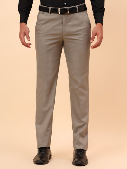 Formal Trousers for Men l Breathable & Soft with Color Fastness Regular Fit Poly Viscose Fabric Self Design Pattern Hook & Eye Closure