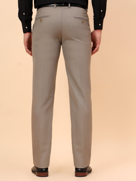 Formal Trousers for Men l Breathable & Soft with Color Fastness Regular Fit Poly Viscose Fabric Self Design Pattern Hook & Eye Closure