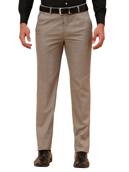 Formal Trousers for Men l Breathable & Soft with Color Fastness Regular Fit Poly Viscose Fabric Self Design Pattern Hook & Eye Closure