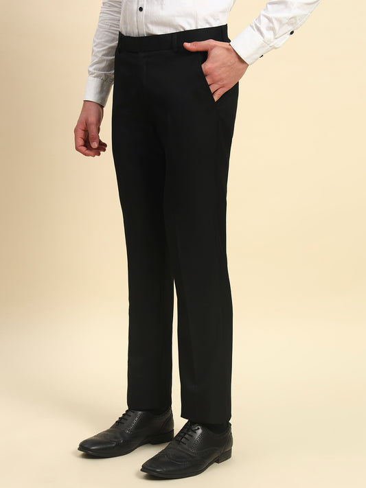 Formal Trouser for Men | Breathable & Soft with Color Fastness Regular Fit Poly Viscose Fabric Solid Pattern Hook & Bar Closure