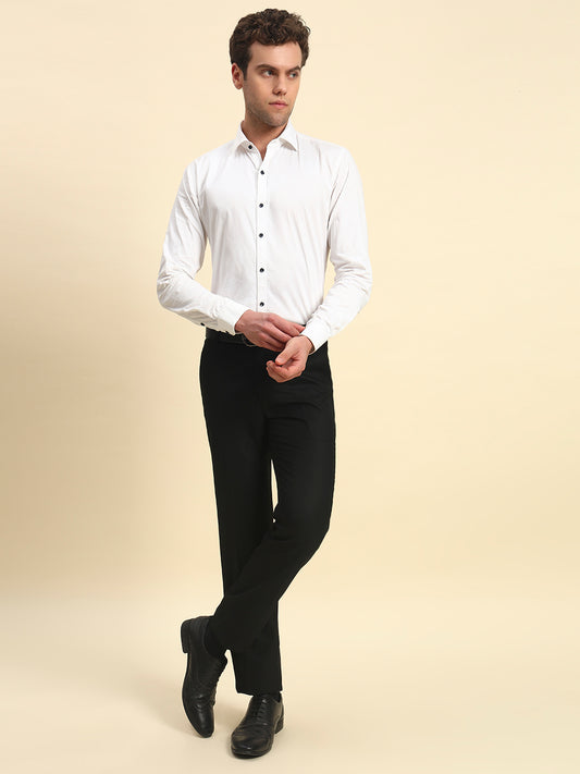 Formal Trouser for Men | Breathable & Soft with Color Fastness Regular Fit Poly Viscose Fabric Solid Pattern Hook & Bar Closure