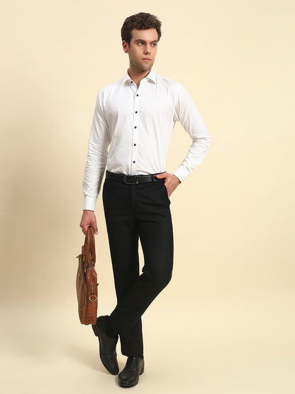 Formal Trouser for Men | Breathable & Soft with Color Fastness Regular Fit Poly Viscose Fabric Solid Pattern Hook & Bar Closure