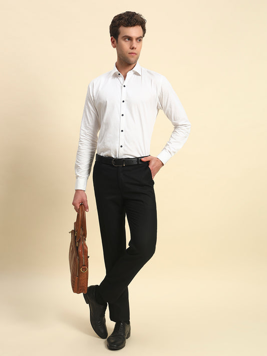 Formal Trouser for Men | Breathable & Soft with Color Fastness Regular Fit Poly Viscose Fabric Solid Pattern Hook & Bar Closure