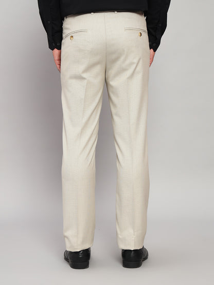 Formal Trouser for Men | Breathable & Soft with Color Fastness Regular Fit Poly Viscose Fabric Self Design Pattern Hook & Eye Closure